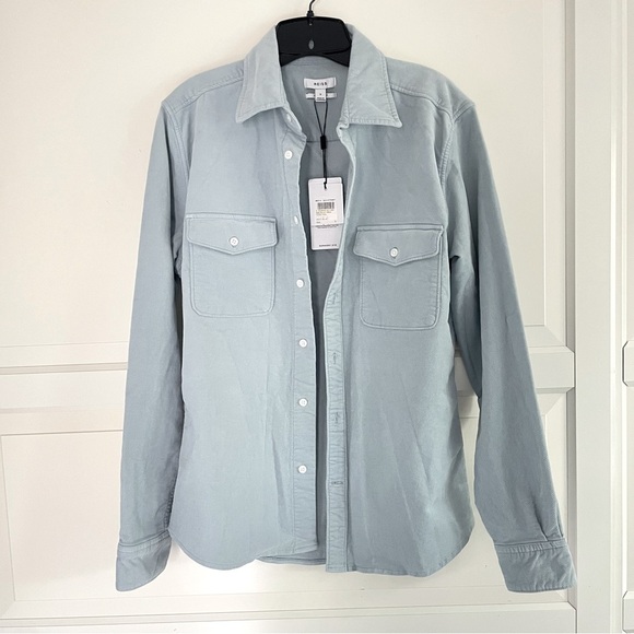 NEW REISS Blue Cialini Twill Cord Twin Pocket Overshirt Size Small 26802 - Picture 5 of 11